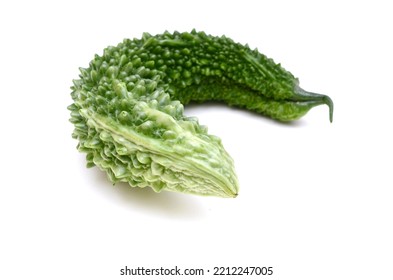 A Whole Karela Bitter Gourd On White