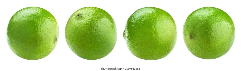 Whole Lime Fruits Collection, Isolated On White Background