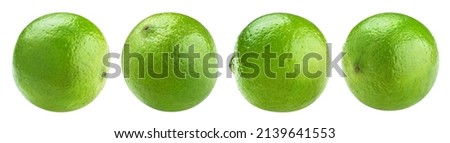 Whole lime fruits collection, isolated on white background