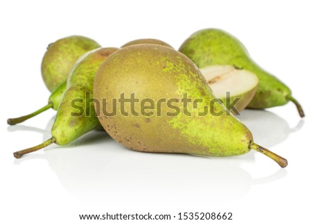 Similar – Image, Stock Photo one ripe green pear on a yellow background