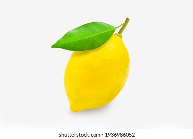 Whole Organic Lemon On White Isolated Background With Clipping Path. Fresh Lemon Have High Vitamin C And Delicious Sour Taste For Lemonade Or Cooking. Citrus Or Citron Fruit Concept.