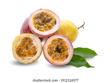 Whole Passion Fruits Half Leaves Isolated Stock Photo 1912124377 ...