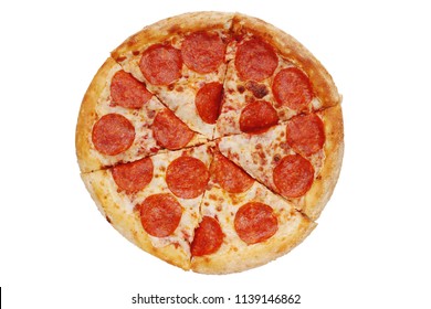 Whole Pizza Pepperoni Isolated Top View Stock Photo (Edit Now) 1139146862