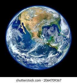 Whole Planet Earth From Space. Digital Enhancement. Elements Of This Image Furnished By NASA