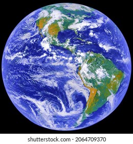 Whole Planet Earth From Space. Digital Enhancement. Elements Of This Image Furnished By NASA