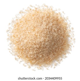 Whole Psyllium Husks Isolated On White Background, Top View