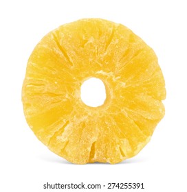 A whole ring of dried candied pineapple, isolated on white background. - Shutterstock ID 274255391