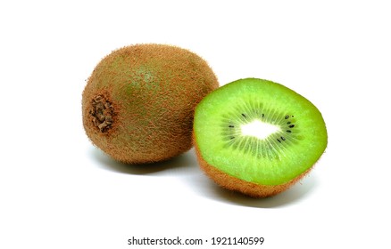 Whole Ripe Kiwi Fruit Isolated On White Background