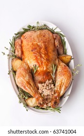 Whole Roasted Stuffed Turkey In A Dish