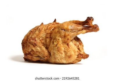 Whole Rotisserie Chicken Isolated On White Background 