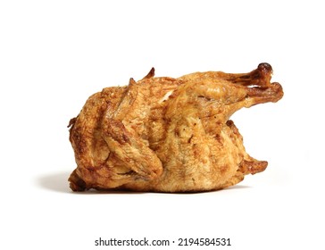 Whole Rotisserie Chicken Isolated On White Background 