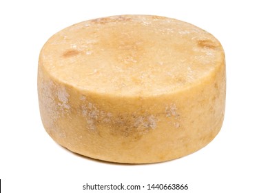 Whole Round Partmesan Or Pecorino Cheese Head Isolated On White