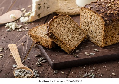 Whole wheat bread baked at home, bio ingredients, very healthy with seeds - Powered by Shutterstock