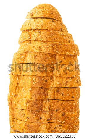 A whole wheat bread isolated on a white