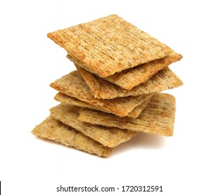 Whole Wheat Crackers On White Background