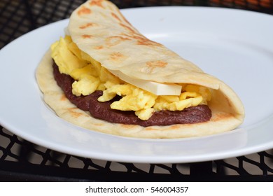 Whole wheat flour tortilla with eggs