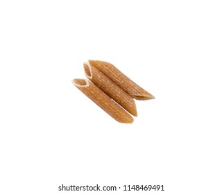 Whole Wheat Pasta On Isolated White Background