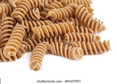 Whole Wheat Pasta On White Background