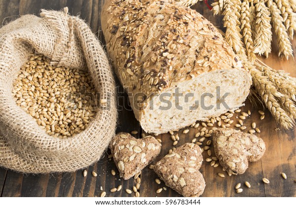 Wholegrain Bread from Whole Wheat, Rye and Flax\
Seeds, Wheat and  Whole Wheat\
Biscuits.