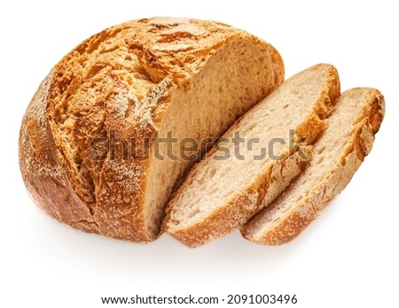 Wholegrain Organic  Bread with crumbs  isolated on white background.  Sliced, cutted wheat bread.