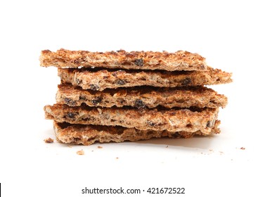 Wholegrain Rye Crispbread Cracker Isolated Against A White Background