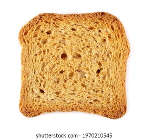 Wholemeal crackers, bread rusk, whole wheat toast isolated on white background, top view