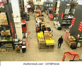 Wholesale Food Supermarket Overview Seen From Above. Copenhagen, Denmark - April 19, 2019. 