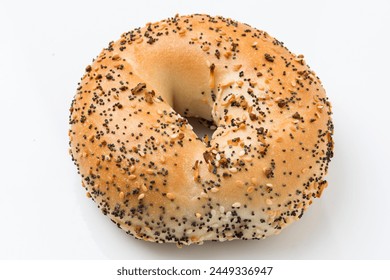 Wholesome Delight: Sesame Seeds Whole Wheat Bagel on White Background in 4K Photo