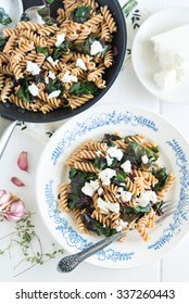 Whole-wheat Pasta With Beet Leaves And Feta Cheese