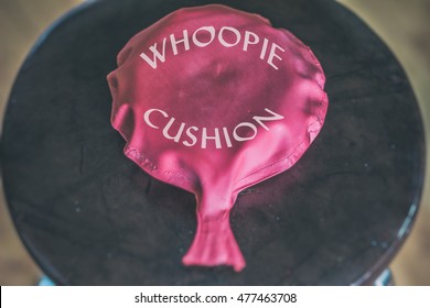 Whoopie Cushion. Whoopie Cushion On A Chair With The Words Whoopie Cushion Printed On It.