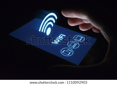 Wi Fi wireless concept. Free WiFi network signal technology internet concept.