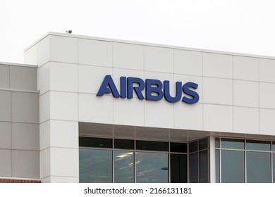 Wichita, Kansas, USA - March 22, 2022: Close Up Of Airbus Sign On The Building. Airbus SE Is A European Aerospace Corporation. 