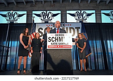 WICHITA, KANSAS, USA - OCTOBER 21, 2022
Former United Sates Vice President Mike Pence (R) Addresses A Crowd Of GOP Supporters During A Rally For Kansas Attorney General Derek Schmidt For Governor