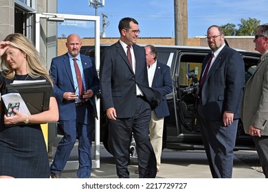 WICHITA, KANSAS, USA - OCTOBER 21, 2022
Kansas Attorney General Derek Schmidt Walks To His Car As He Leaves The GOP Rally In Wichita Today 