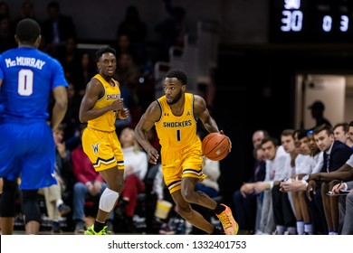 Wichita State Shockers Forward Markis McDuffie (1) During A NCAA Basketball Game Between The Wichita State Shockers And SMU Mustangs March 3, 2019, At Moody Coliseum, Dallas, Texas. 