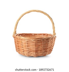 Wicker basket with handle isolated on white - Shutterstock ID 1892732671