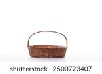 Wicker basket isolated on white background, Empty flower basket image