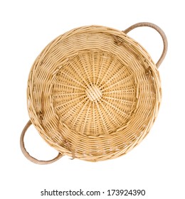 Wicker Basket Isolated On White, Top View