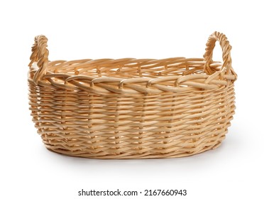 Wicker basket isolated. Vintage basket on white background - Shutterstock ID 2167660943