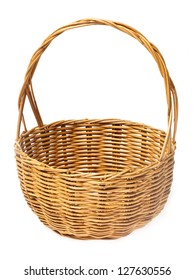 Wicker basket or rattan basket isolated on white - Shutterstock ID 127630556