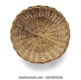 Wicker basket top view (with clipping path) isolated on white background