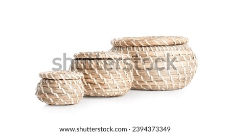 Wicker baskets isolated on white background