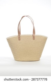 Wicker Beach Bag On White Background