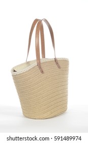 Wicker Beach Bag On White Background