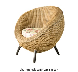 Wicker Chair With Cushion Isolated On White