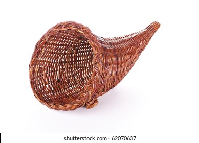 A Wicker Cornucopia Isolated On A White Background