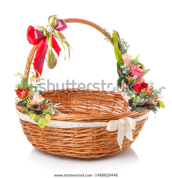 Wicker Easter Basket Rustic Style Isolated Stock Photo Edit Now 1488820448