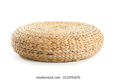 Wicker Pouf On White Background