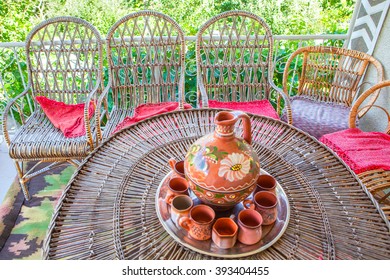 wicker table and chairs
