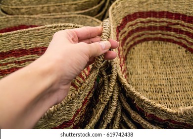 Wicker Woven Baskets Supermarket Stock Photo (Edit Now) 619742438